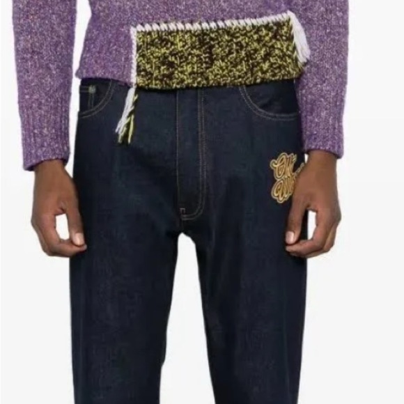 GUARANTEED AUTHENTIC NWT Off-White Dark Blue Bootcut Jeans Sz 32 - Picture 2 of 6